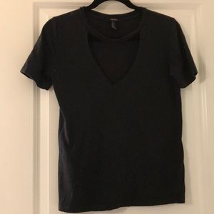Black cutout T-shirt